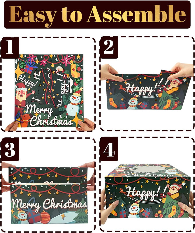 Christmas 12X12X6 Cake Box, 18 Sets Christmas Cake Box with Window ＆ 18 Sets 12" gallery