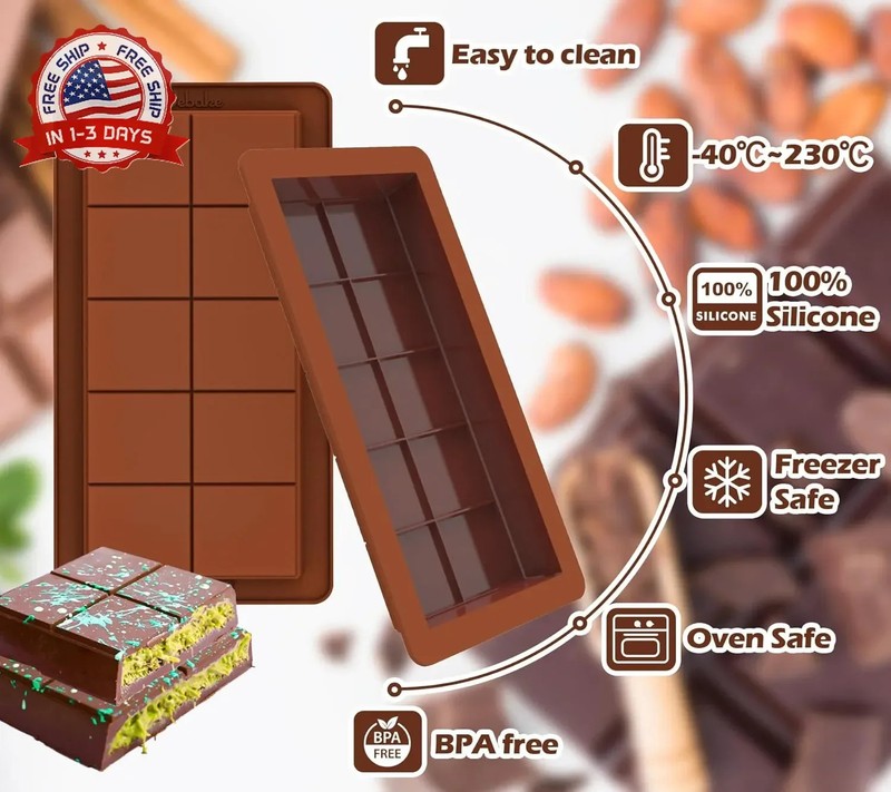 Webake The Original Deep Chocolate Bar Molds 2 Pack, 1 Inch Deep Large and Thick gallery