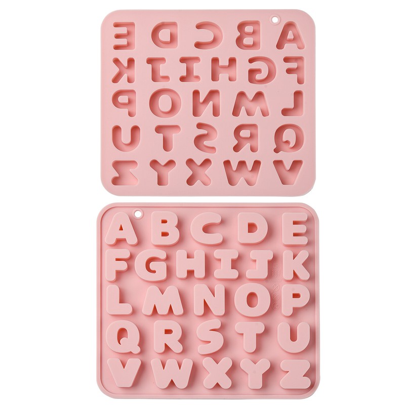 2Pcs Silicone Letter Molds 3D Initial Alphabet Silicone Molds for Baking Dessert