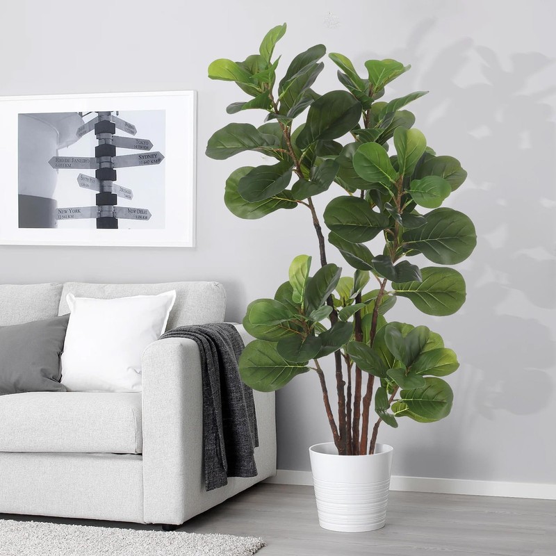 Gaomon Artificial Fiddle Leaf Fig Tree 4 Ft Faux Ficus Lyrata Tree 72 Leaves In