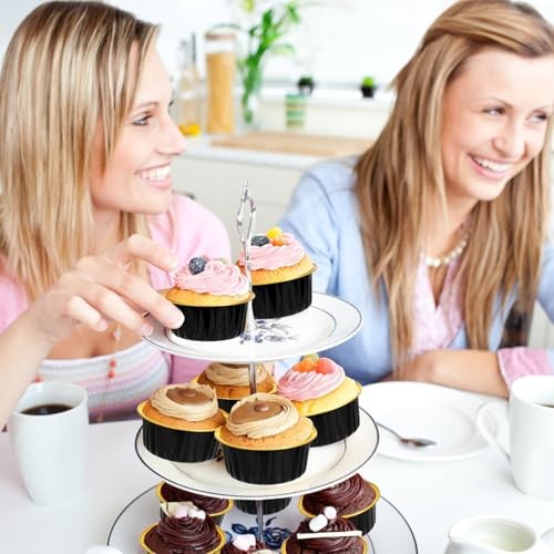 Mini Cake Pans with Lids and Spoons (Pack,,5oz) Round Disposable 100 Black gallery