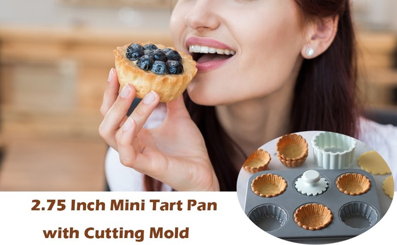 Mini Tart Pan, 2.75" Egg Tart Molds 6-Cavity Non Stick Fluted Mini Tart Mould, gallery