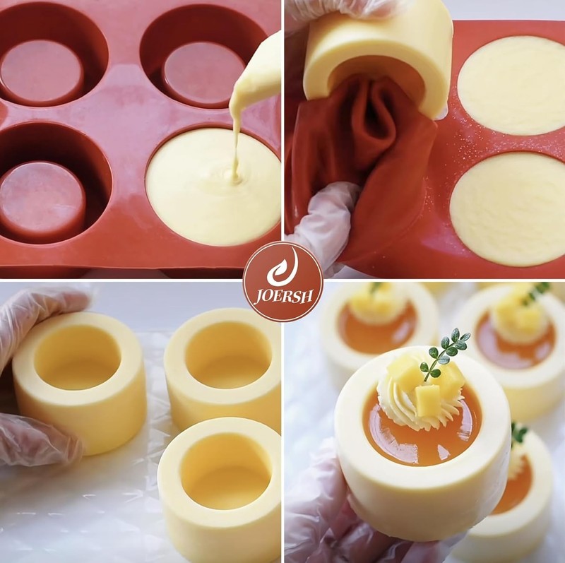 JOERSH 2Pcs Cookie Shot Glass Mold 6-Cavity round Silicone Mold for Chocolate, C gallery