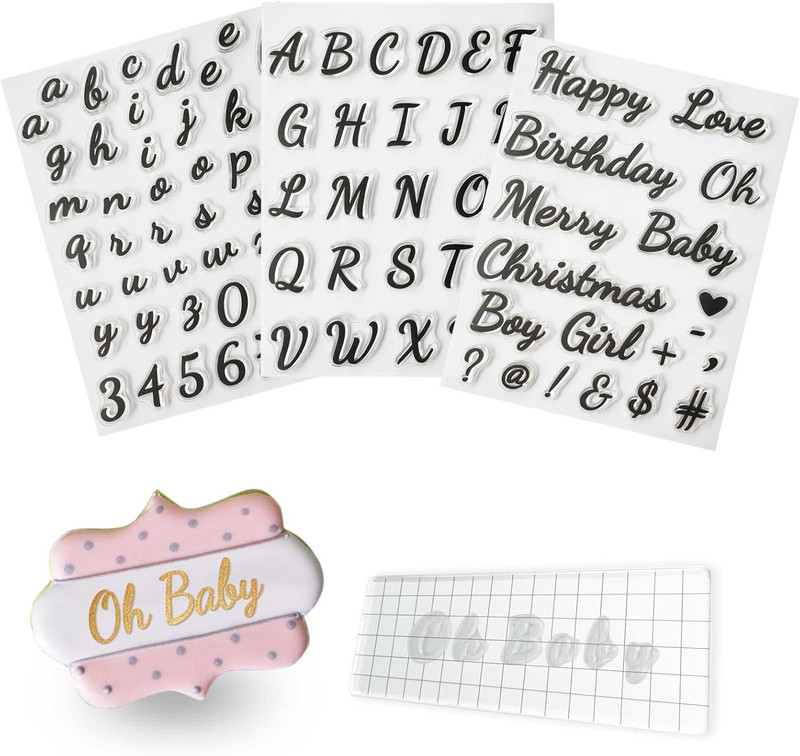 4PCS Alphabet Cake Stamps Tool for Fondant Cookie Biscuit, Pretty Handwriting Fo gallery