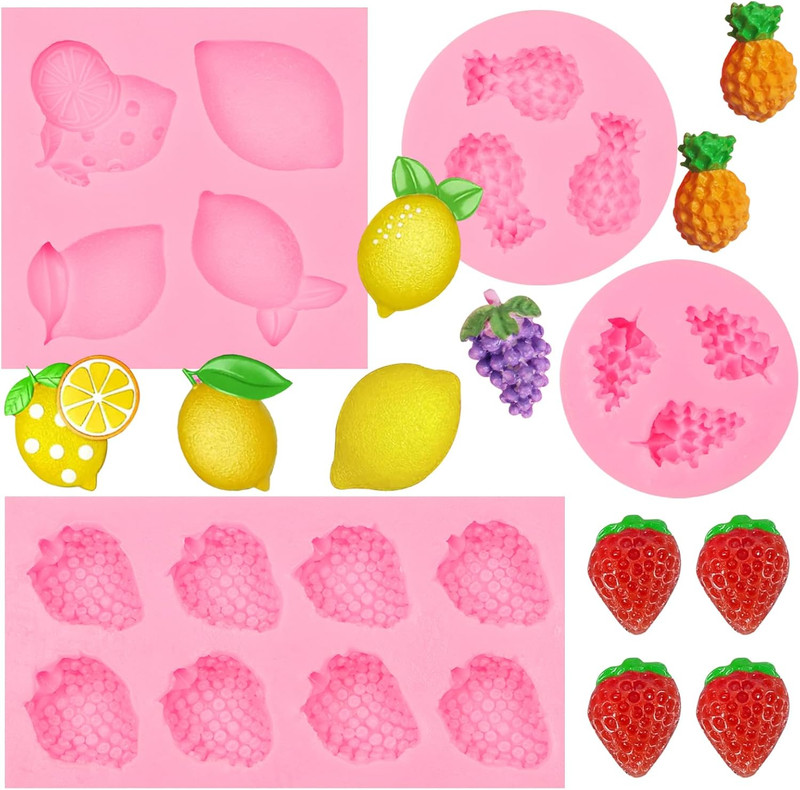 Silicone Fruit Snack Molds, 3D Strawberry Lemon Fondant Baking Molds, Mini Pi... gallery