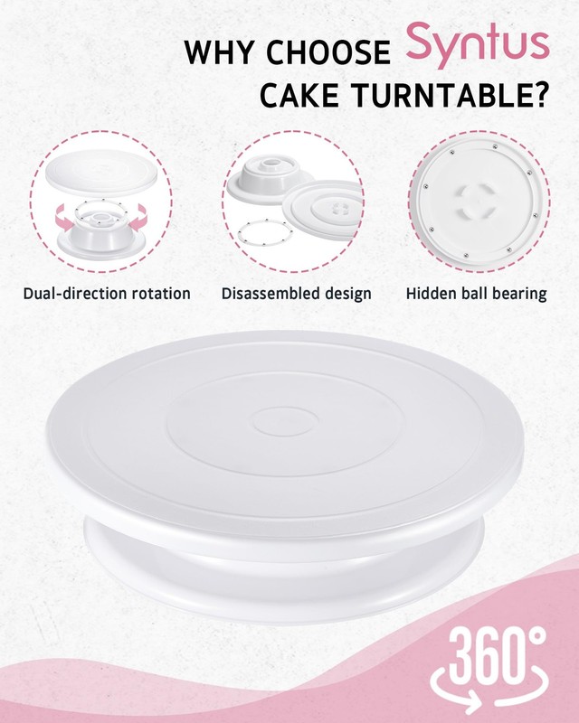Syntus 65 PCs Cake Decorating Kit with Stand Turntable, 11", White gallery