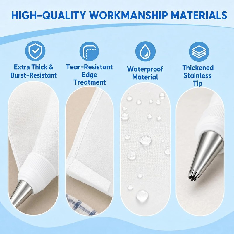 Reusable Piping Bags and Tips Set - 16" Pastry Bags for Cake Decorating, Cupcake gallery