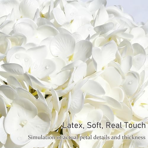 White Hydrangea Artificial Flowers with Vase, Latex Fake Hydrangeas Spring gallery