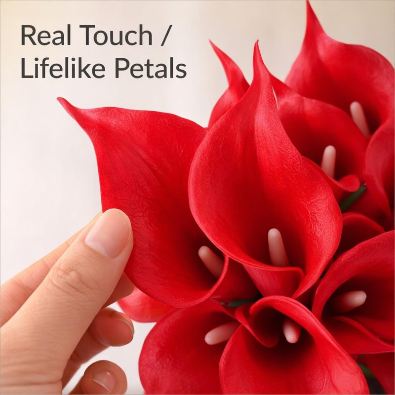 Floral Kingdom 20 Pack Artificial Calla Lily Flowers 14 Inch Red Real Touch gallery