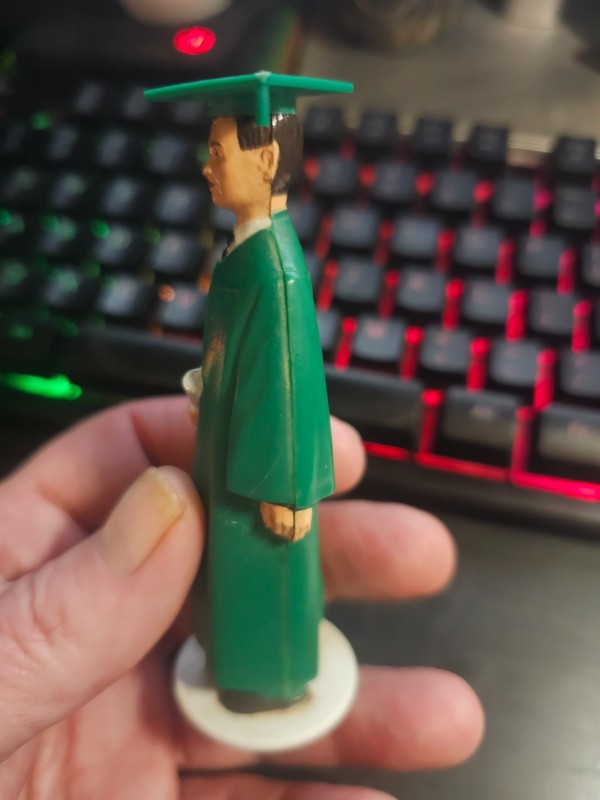 Vintage Mid Century Wilton Cake Topper Plastic Graduate Male Green Plastic 4⅛" gallery