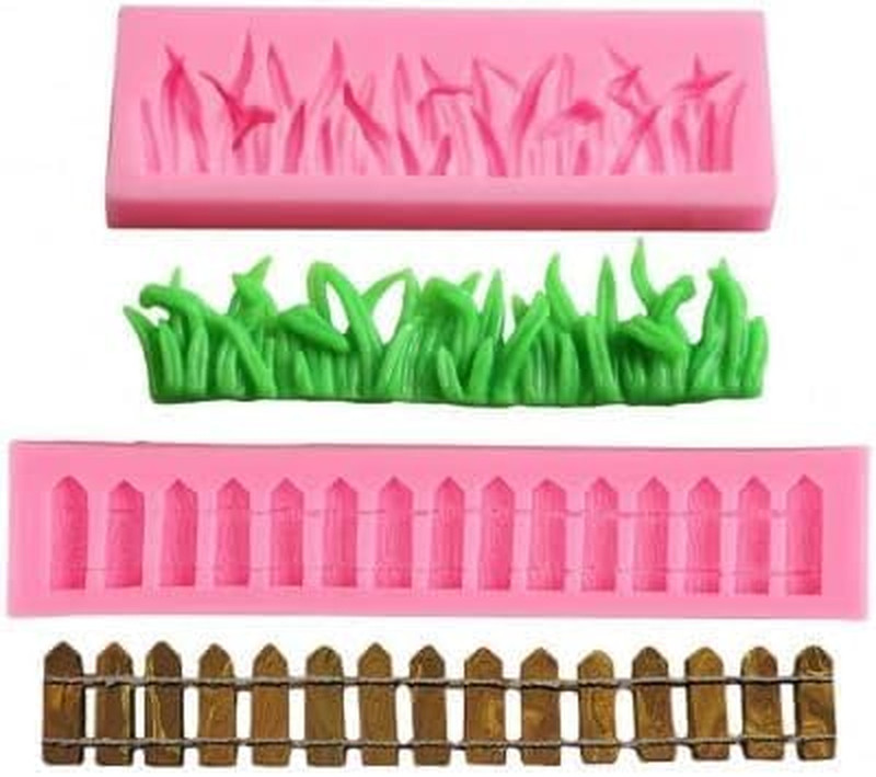 3D Grass Fence for Fondant Silicone Mold, Garden Picket Cake Decoration Fence Fo