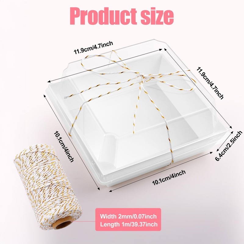100 Pack Paper Charcuterie Boxes with Clear Lids,5 Inches Disposable Square D... gallery