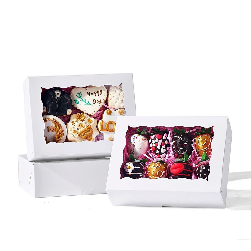 8x6x2.5 Inch 25PCS White Bakery Boxes with Window for Pastry,Treat,Macaron,Do…