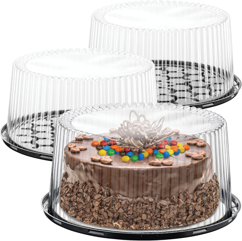 10-11" Plastic Disposable Cake Containers Carriers with Dome Lids and Cake Board gallery