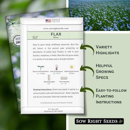 - Blue Flax Seeds for Planting - Non-GMO Heirloom Packet with Instructions 1 gallery