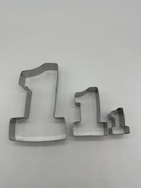 3 Number 1 Cookie Cutters Stainless Steel Set of 3 Baby’s First Birthday gallery