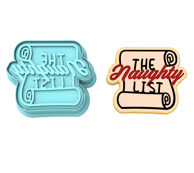 The Naughty List Cookie Cutter & Stamp #1 | Xmas Presents Ho Ho Ho Presents