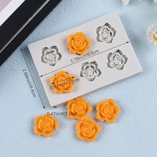 3PCS Rose Flower Silicone Mold, Mini Rose Fondant Chocolate Molds for Gray gallery