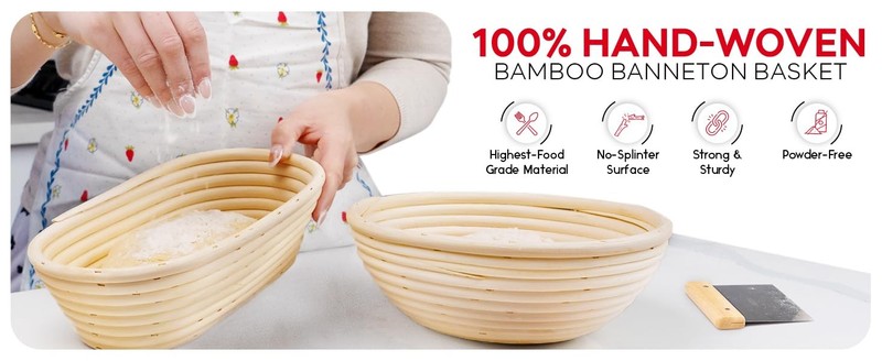 Bread Proofing Basket, Round 9-Inch Banneton Sourdough Starter Kit gallery
