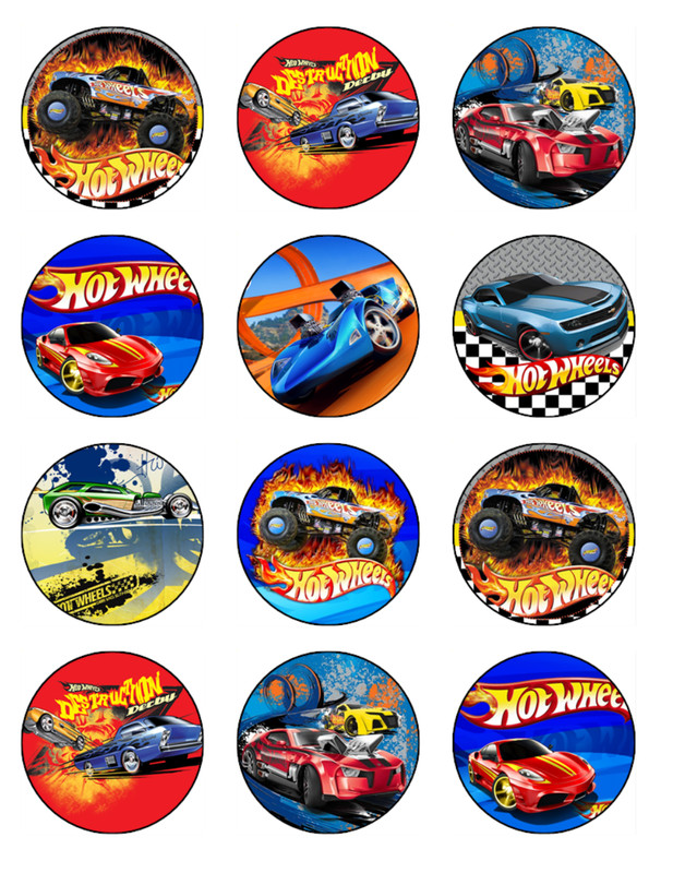 Hot Wheels Edible Icing Cake & Cupcake Toppers – Birthday Theme – 2 Sizes gallery
