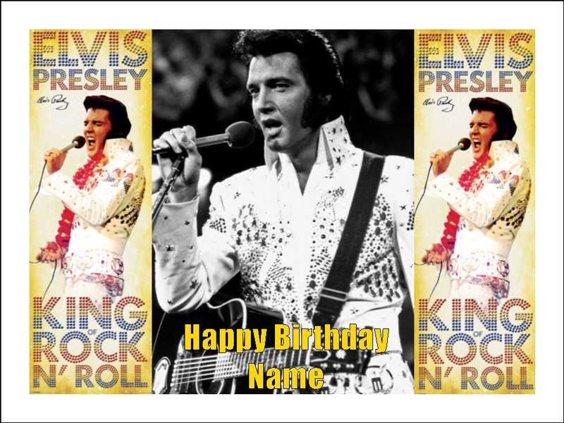 Elvis Presley Cake Topper – Edible Wafer - Rock n Roll Cake Decoration - 3 Sizes