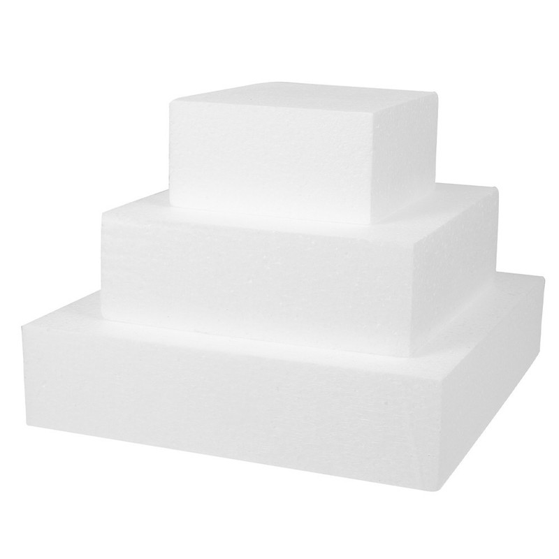 3 Pcs Cake Model Foam Blocks Square Cake Dummy Baking Tool Wedding gallery