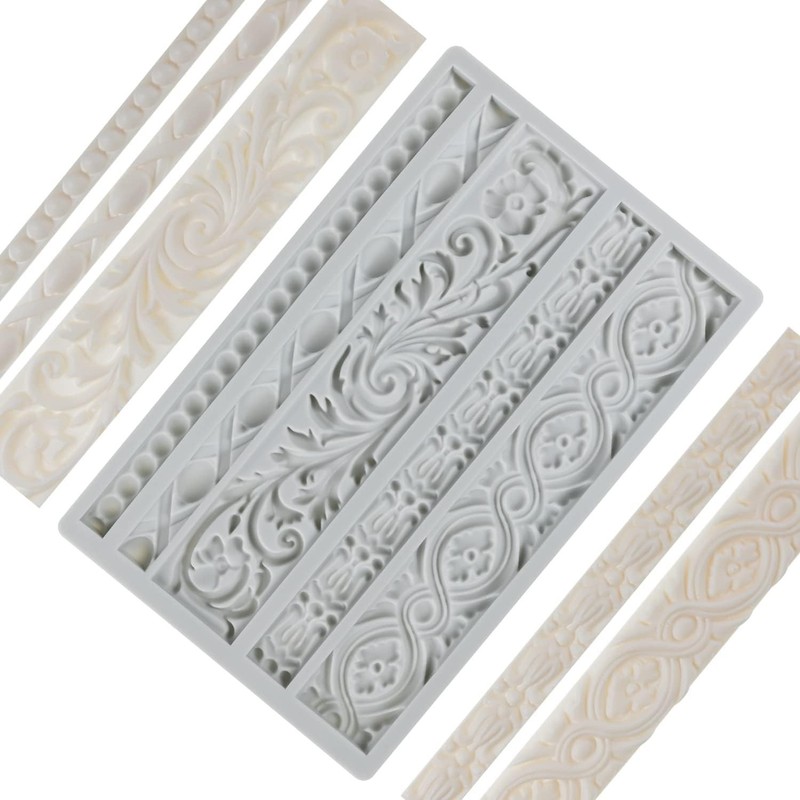Baroque Scroll Relief Cake Border Silicone Mold gallery