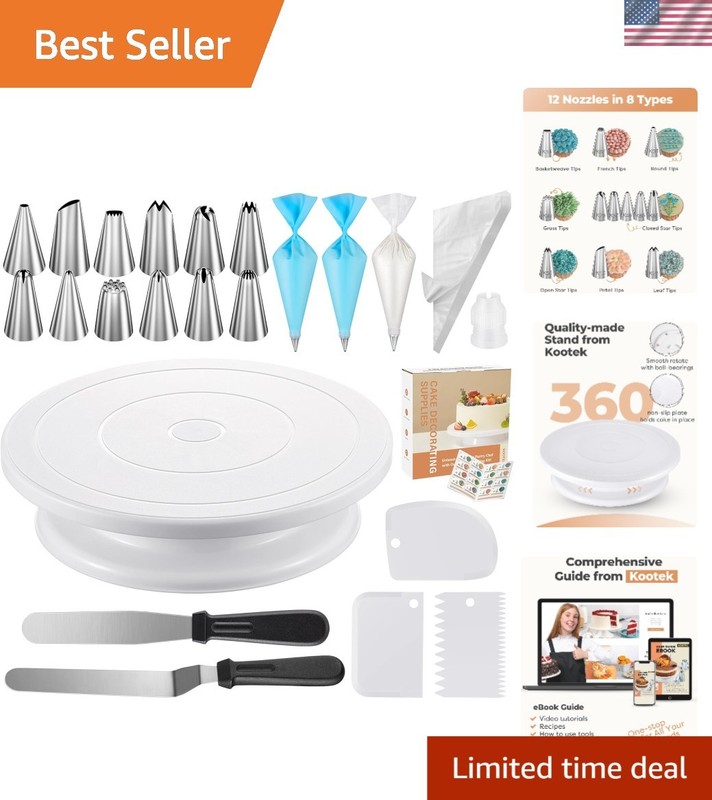 Ultimate 71PC Cake Decorating Kit: Turntable, Tips & Everything You Need