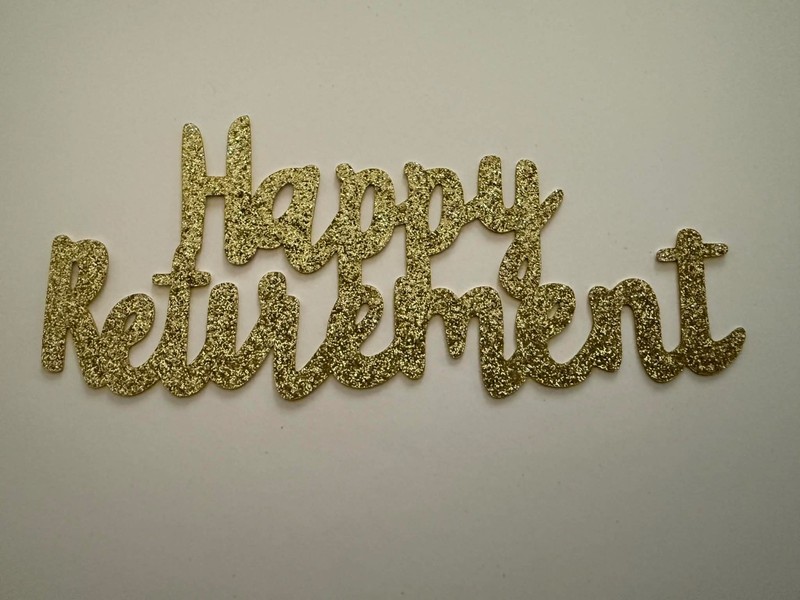 *(T) 1 x Black or Gold Glitter "HAPPY RETIREMENT" Cake Topper for work party gallery