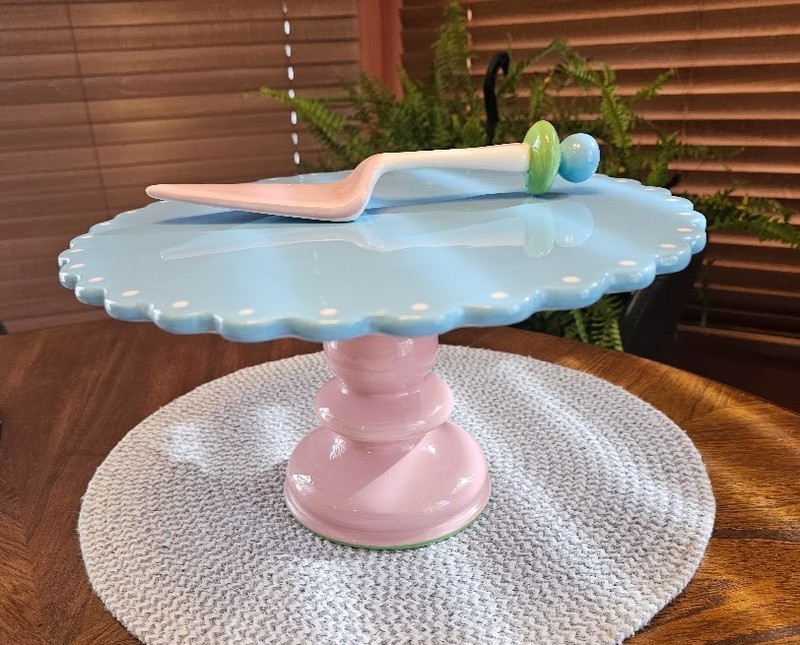 Rare 2004 Jonathan Adler Sweet Shoppe by Zrike Cake Stand w/server