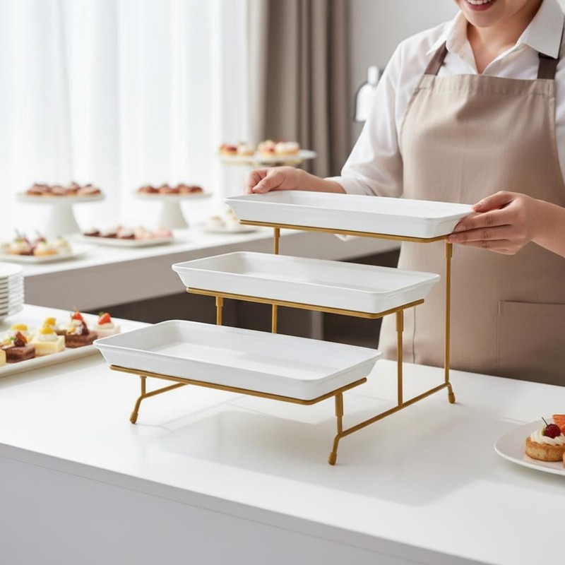 Three-Tier Dessert Stand Elegant 3 Tier Serving Stand Foldable for Party gallery