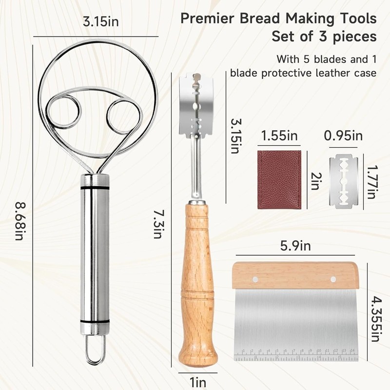 Chef-Approved Bread Lame Kit: Includes Dough Whisk & Scraper for Perfect Baking gallery