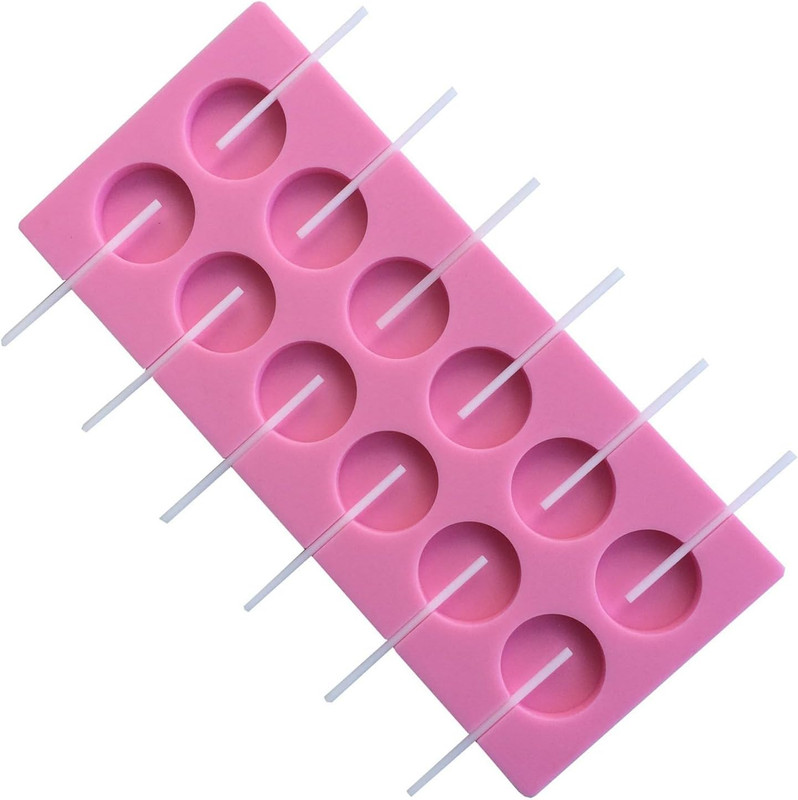 12-Capacity round Silicone Lollipop Hard Candy Molds
