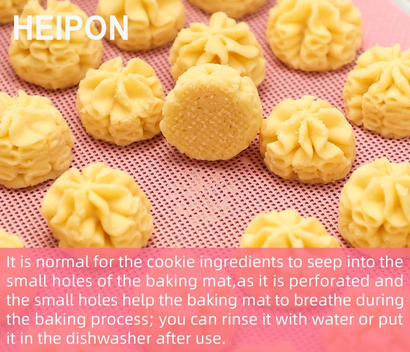 HEIPON Non-Stick Perforated Silicone Baking 22.44 "L x 14.57"W 2PCS, Pink gallery