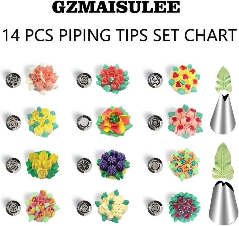 120 PCS Piping Bags and Tips Set 14 in 100 PCS Pastry Bags Cupcake Cookie Cake D gallery