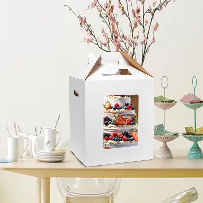 Tall Cake Boxes 4 Pack 10x10x12 for Tier Cakes with Window - 10 Inch Disposab... gallery