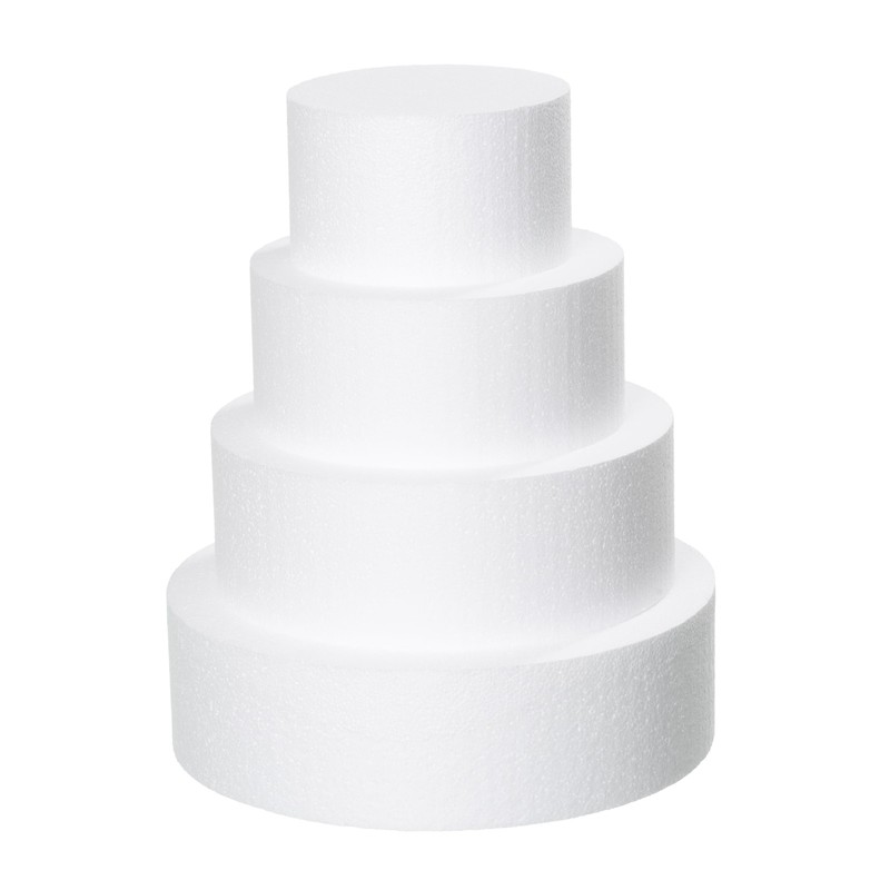 4 Tiers 6" 8" 10" 12" Round Styrofoam Cake Dummies Set White Fake wedding cak...