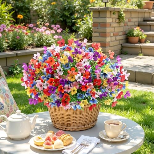 Bundles Artificial Flowers Outdoors Decoration, Fake Silk mums 20 Mix 8 Colors gallery