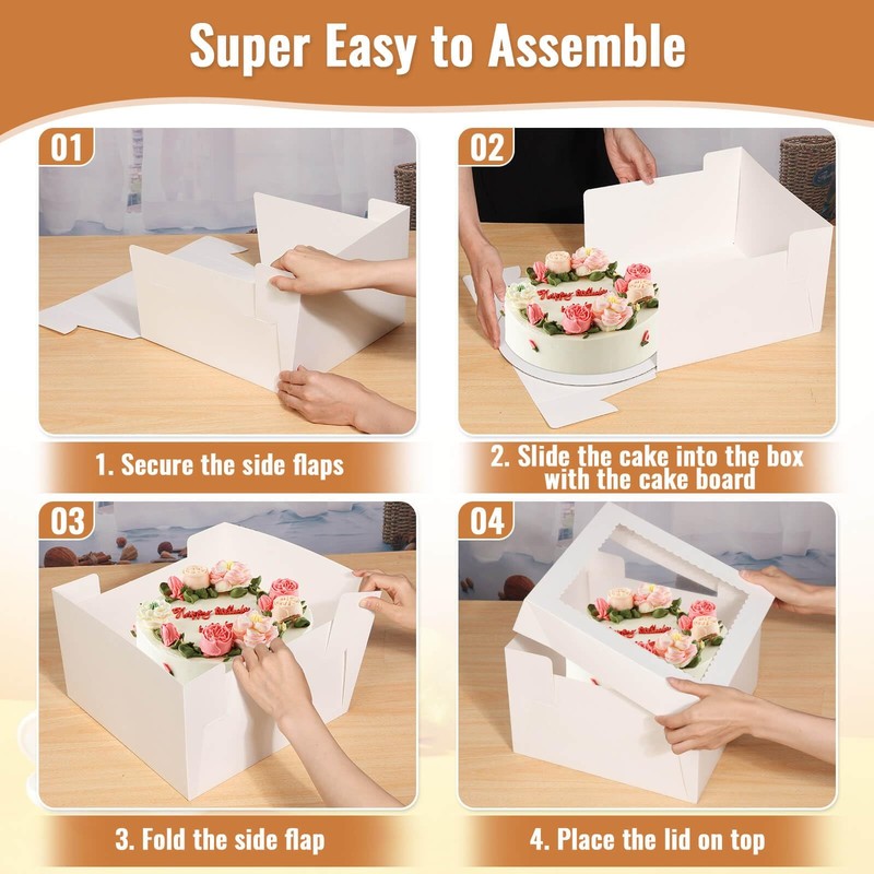 12 Pcs Cake Boxes 12 inch,12x12x8 Inches Cake Box with Window, 5 Pcs Tall 12x... gallery
