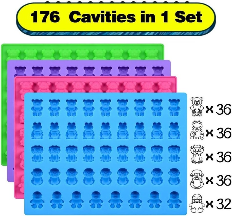 Silicone Candy Gummy Bear Molds - Chocolate Molds Including Bears, Frogs, Lio... gallery