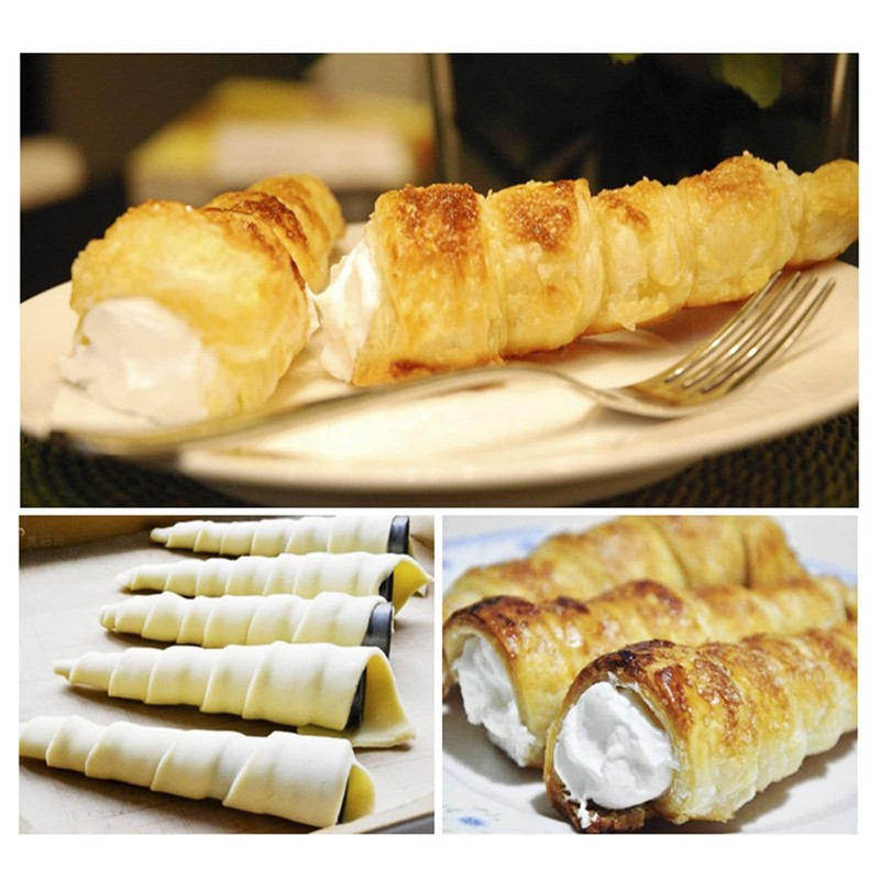 30 PCS NonStick Stainless Cream Horn Molds Large 5" DIY Danish Pastry gallery
