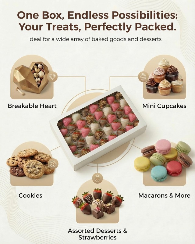 20pcs Cookie Boxes with Window 14x10x2.5 inch, Large Bakery Boxes, Auto-Popup... gallery