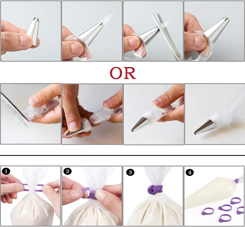 Piping Bags & Tips Set 100PCS 12 Inch Disposable Pastry Bags W/ Tips Cupcake gallery