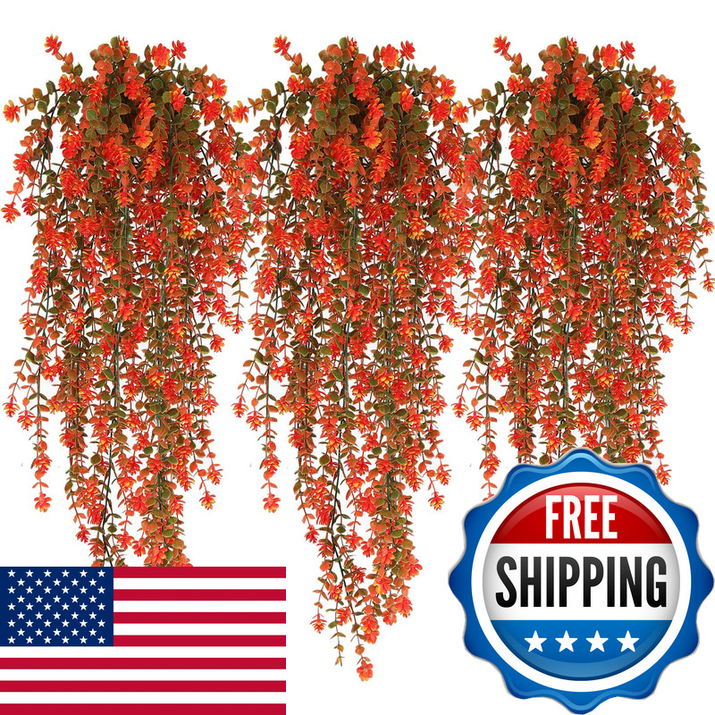 Recutms Fall Artificial Hanging Plants Artificial Fall Flowers Faux Autumn