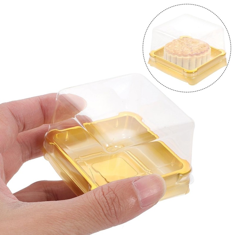 150 Pack Clear Plastic Mooncake Boxes with Lids - Square Dessert Packaging Trays gallery