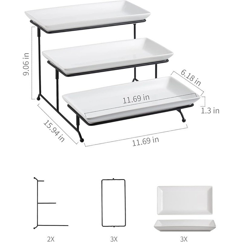 3 Tier Porcelain Serving Stand Stackable Display Cakes Appetizers Parties New gallery