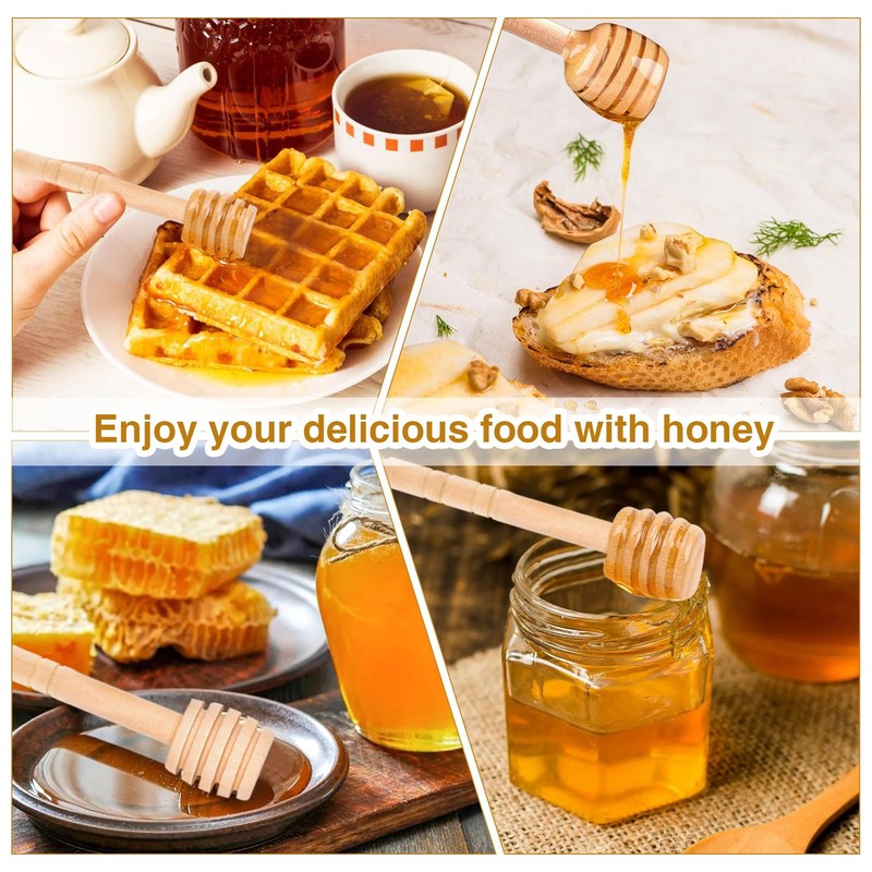 24 Pack Wooden Honey Dipper Sticks Honeycomb 4 Inch Mini Stirrer Jar Drizzle gallery