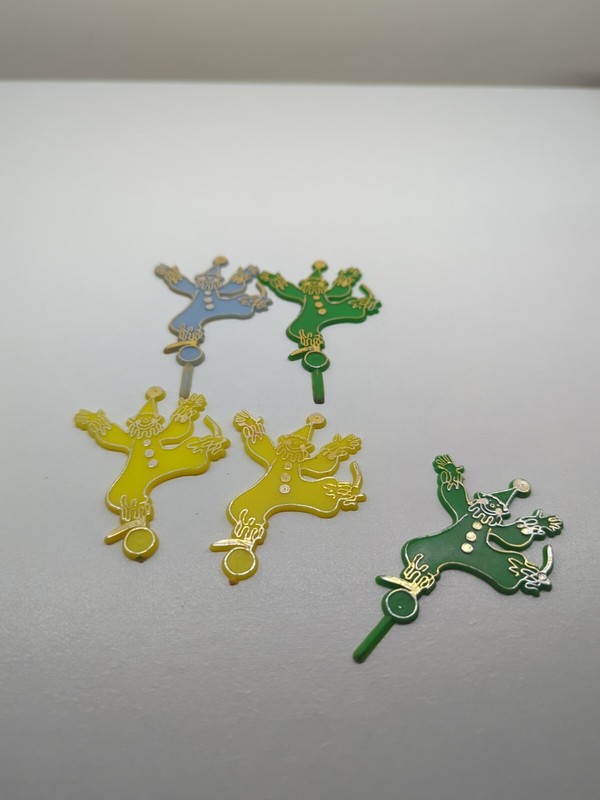 VTG Plastic Cupcake Lot of 5 Clowns Cake Picks 50s Hong Kong Flat Dancing
