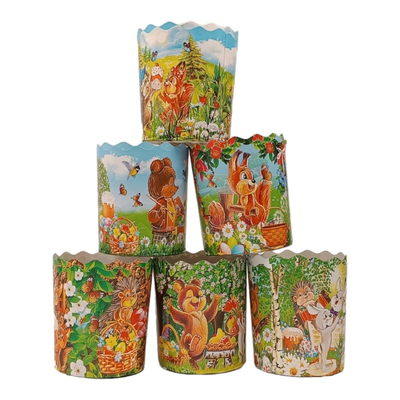 12 PCS NonStick Kulich Paska Panettone Paper Mold Small Childrens Design Set