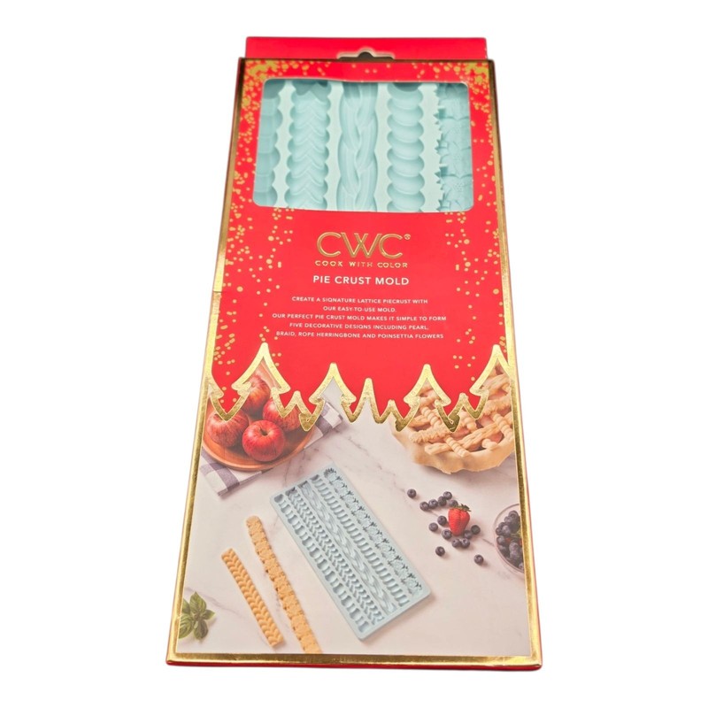 CWC Cook With Color Pie Crust Mold 10.5″ X 4.75″ Lattice Pastry Dough Press NIB